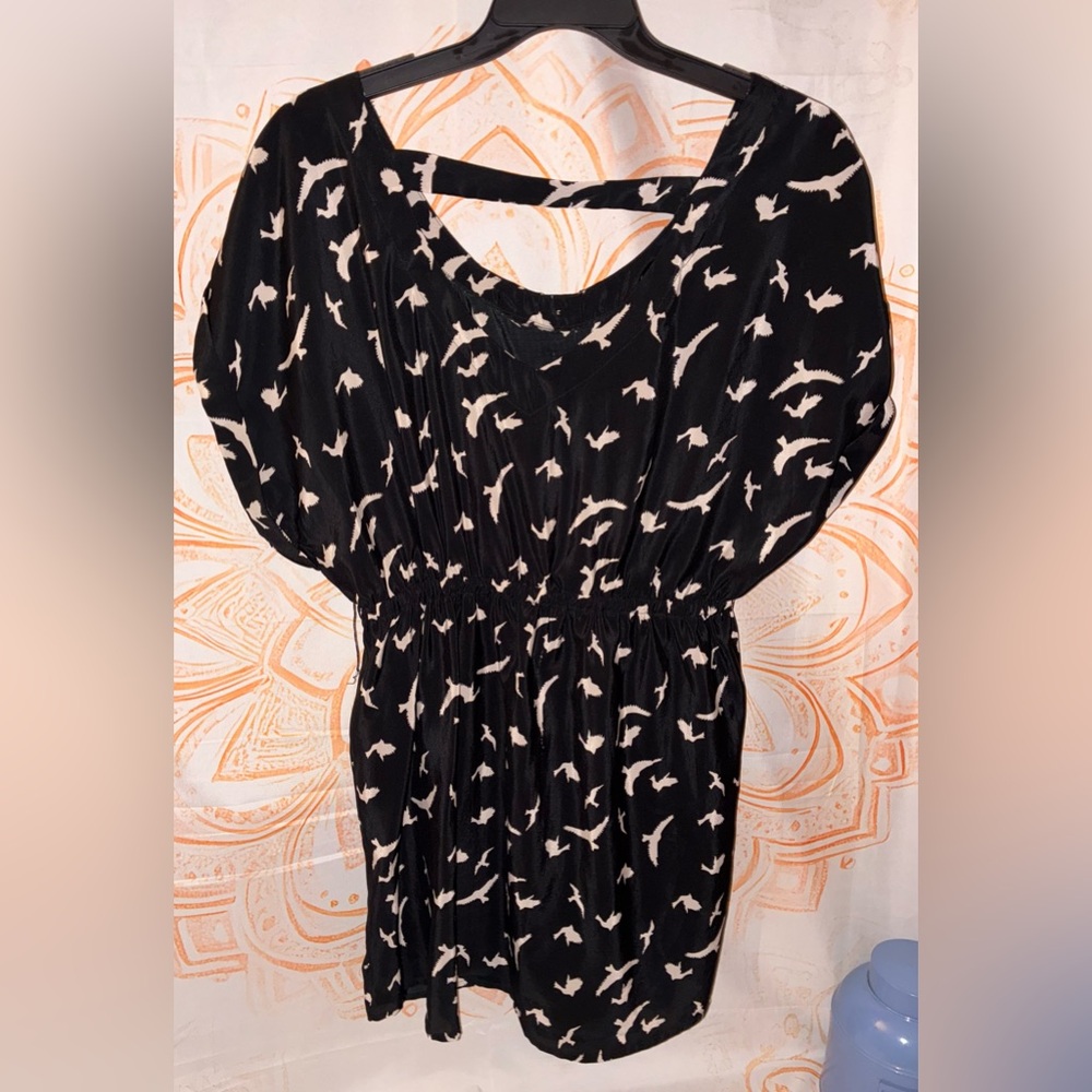 Forever 21 Green Sleeveless Wrap Jumpsuit w/ a Black Bird Print Mini Dress - Picture 11 of 14
